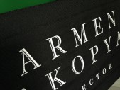 Вышивка имени на спинке режиссерского кресла для Армена Акопаяна