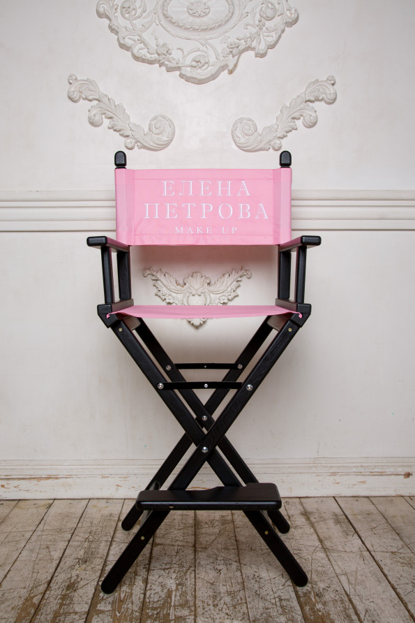 Черный режиссерский стул с именем от Family Fabric, стул режиссера, режиссерское кресло, кресло режиссера, стул визажиста, мебель лофт, высокий стул, стул с именем
